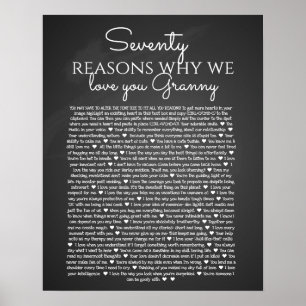 70 reasons why we love you vintage chalkboard poster