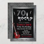70 Rocks Rockstar Guitar 70th Birthday Invitation<br><div class="desc">70 Rocks Rockstar Electric Guitar Metal Metallic Silver Glitter 70th Surprise Birthday Invitation</div>
