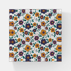 70’s Folk Art Ditzy Retro Daisy in Jewel Tones Paperweight