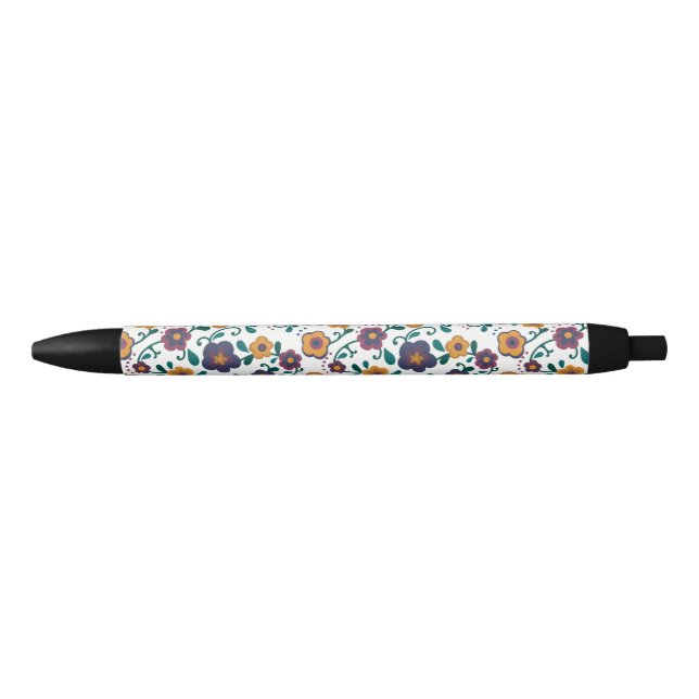 70’s Folk Art Ditzy Retro Daisy in Jewel Tones Pen (Front)