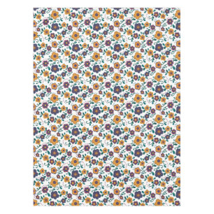 70’s Folk Art Ditzy Retro Daisy in Jewel Tones Tablecloth