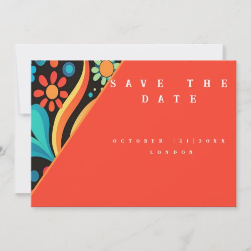 70âs vibrant style   save the date