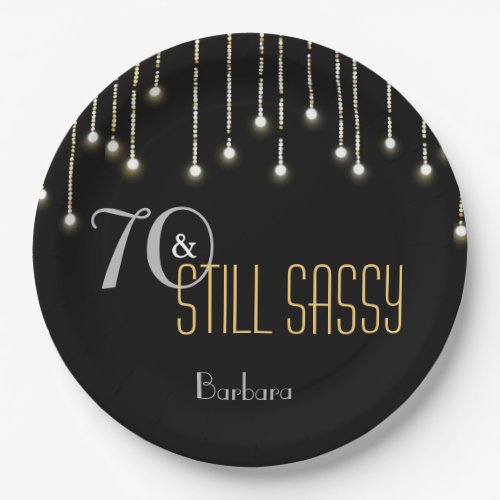 70 Sassy Black Silver Gold String Lights Elegant Paper Plates