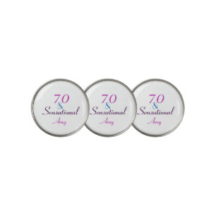 70 & Sensation 70th Birthday Pretty Personalize Golf Ball Marker