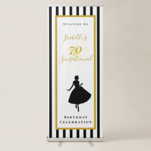 70 & Sensational Black and Gold Birthday Retractable Banner