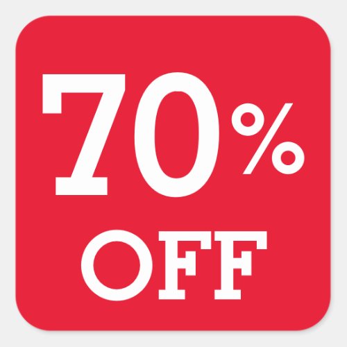 70 Seventy Percent OFF discount sale white red  Square Sticker