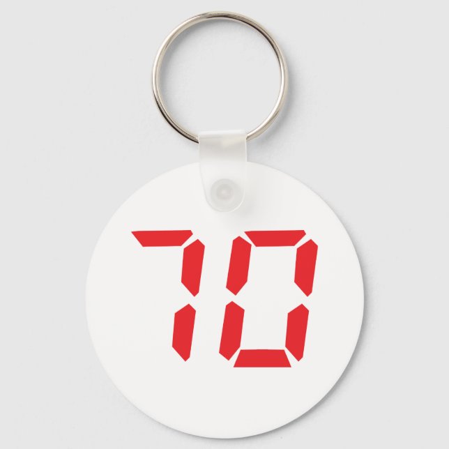 70 seventy red alarm clock digital number keychain (Front)