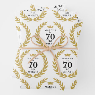 70 So what Funny Laurel Wreath Crown 70th Birthday Wrapping Paper Sheets