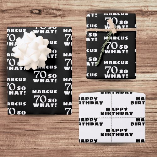 70 so what Funny Quote Typography 70th Birthday Wrapping Paper Sheets