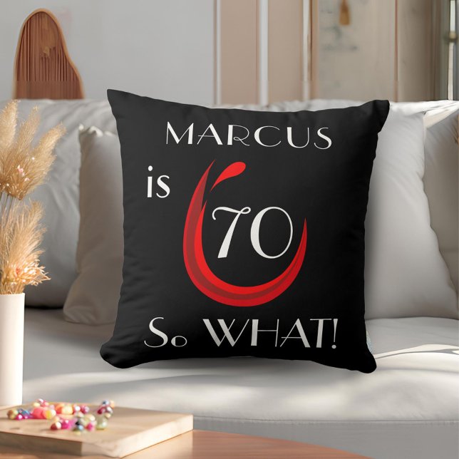 70 so what Funny Red Wine 70th Birthday  Throw Pillow (Creator Uploaded)
