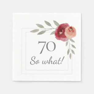 70 So What Watercolor Rose 70th Birthday Party Napkins