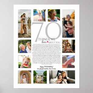 70 things we love about you photo collage poster