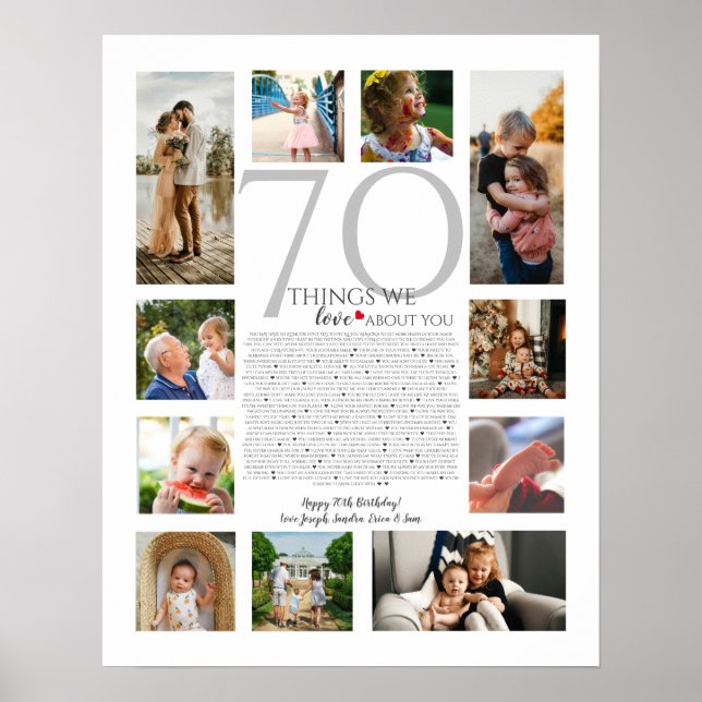 70 things we love about you photo collage poster (Front)