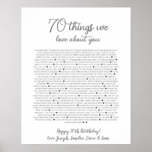 70 things we love about you poster
