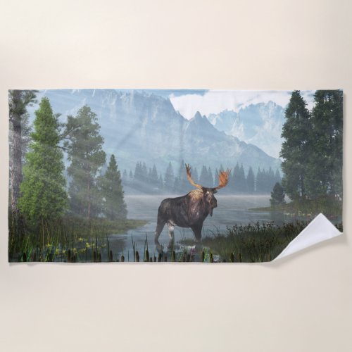 70x35 beach towel with Tranquil Dawn image