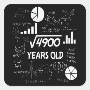 70 Year Old Bday Math Teacher 70th Birthday Gift Square Sticker