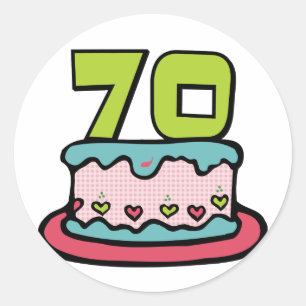 70 Year Old Birthday Cake Classic Round Sticker