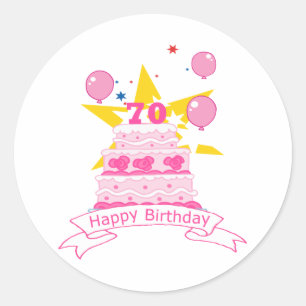 70 Year Old Birthday Cake Classic Round Sticker