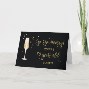 70 Year Old Birthday Champagne Gold Glitter Effect Card