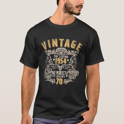 70 Year Old Gift Vintage 1954 Man Myth Legend 70th T_Shirt