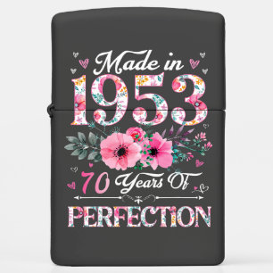 70 Year Old Made In 1953 Floral 70th Birthday Gift Zippo Lighter