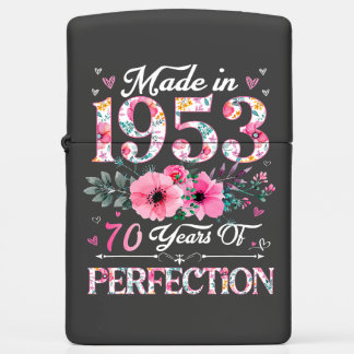 70 Year Old Made In 1953 Floral 70th Birthday Gift Zippo Lighter