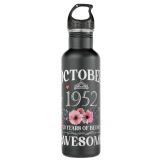 70 Year Old Made In October 1952 70th Birthday Gif Stainless Steel Water Bottle
