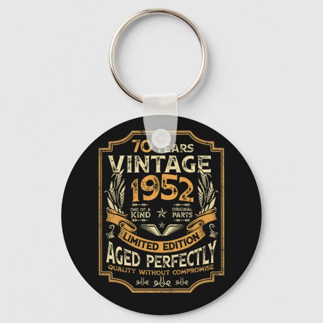 70 Year Old Vintage 1952 70th Birthday Keychain (Front)