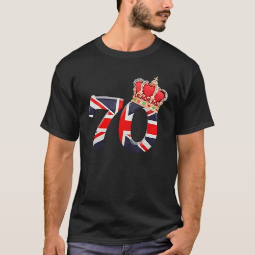 70 Years British Flag Crown The Queen Platinum Jub T_Shirt