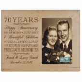 70 Years Married Momentous Maple Picture Frame (Front)