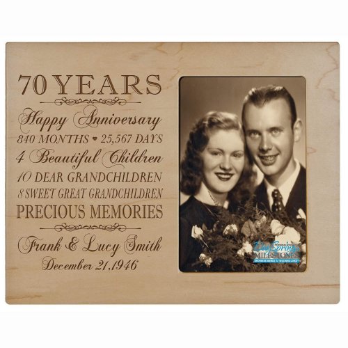 70 Years Married Momentous Maple Picture Frame