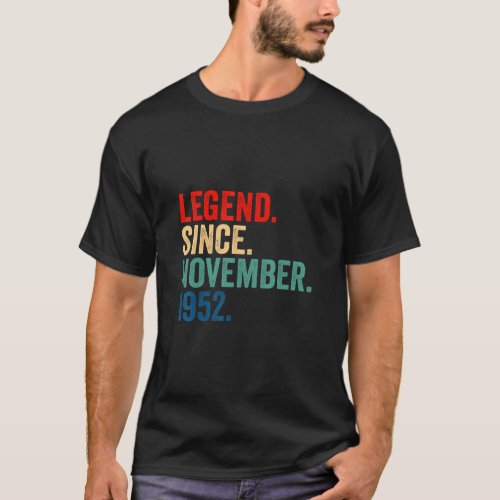 70 Years Old  70th Birthday Legend Since November  T_Shirt