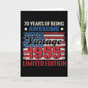 70 Years Old Gifts 70th Birthday American Flag Vin Card