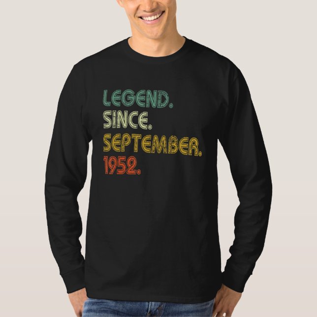 70 Years Old  Legend Since September 1952 70th Bir T-Shirt (Front)