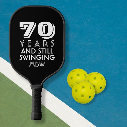 70 Years Still Swinging Custom Text Age Name Color Pickleball Paddle