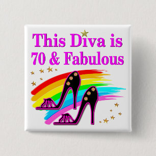 70 YR OLD SHOE QUEEN PINBACK BUTTON