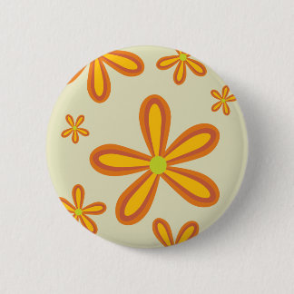 70ies retro orange flower pattern pinback button