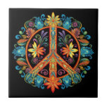 70s 60s Peace Sign Colorful Ceramic Tile<br><div class="desc">This eye-catching peace sign is sure to turn heads. The vibrant colors and intricate design is a work of art. The artwork features a surreal design with psychedelic colors and patterns. The design is sure to spark your imagination and transport you to another world. This item is perfect for anyone...</div>