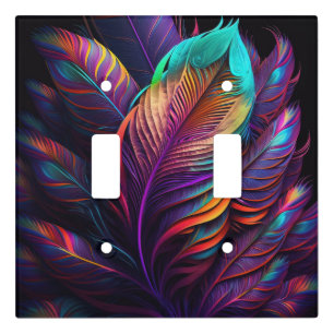 70s 60s Psychedelic Feathers  Light Switch Cover
