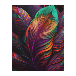 70s 60s Psychedelic Feathers  Wood Wall Art