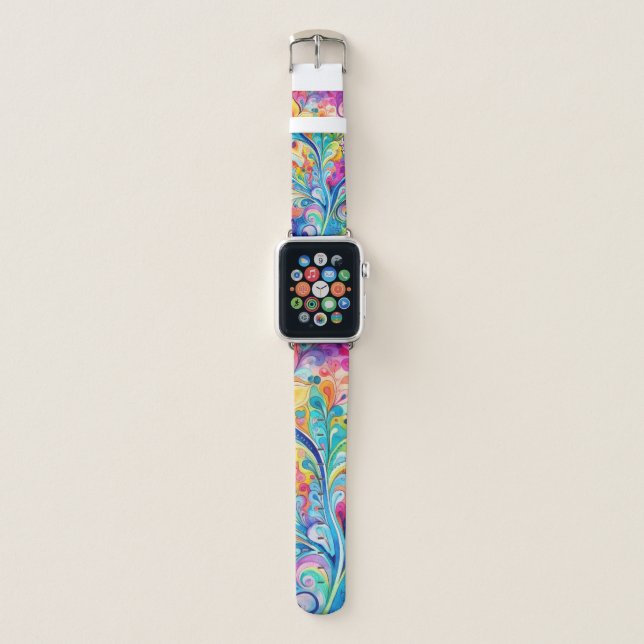 70s 60s Psychedelic Hippy Retro Hip Apple Watch Band (Front)
