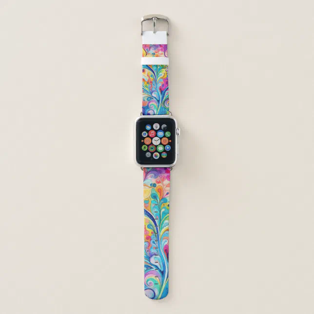 70s 60s Psychedelic Hippy Retro Hip Apple Watch Band | Zazzle