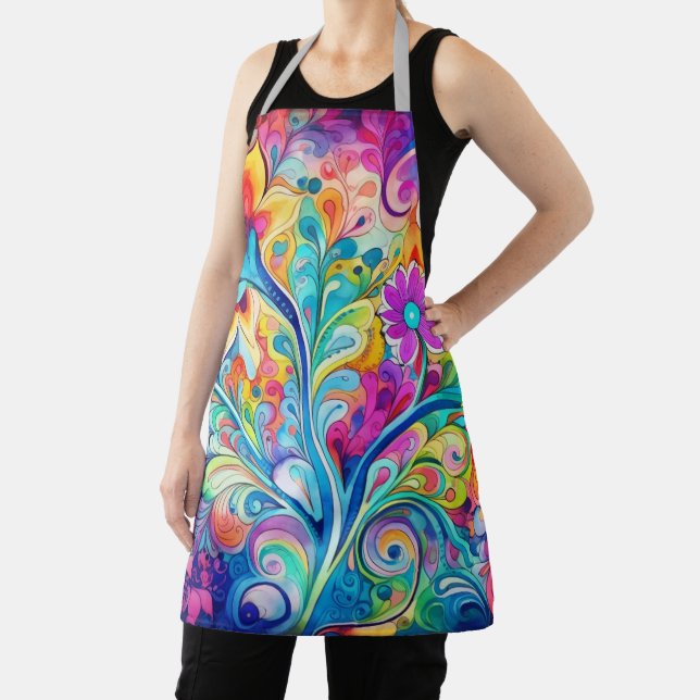 70s 60s Psychedelic Hippy Retro Hip Apron (Insitu)