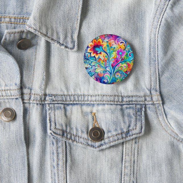 70s 60s Psychedelic Hippy Retro Hip Button (In Situ)