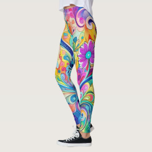70s 60s Psychedelic Hippy Retro Hip Leggings