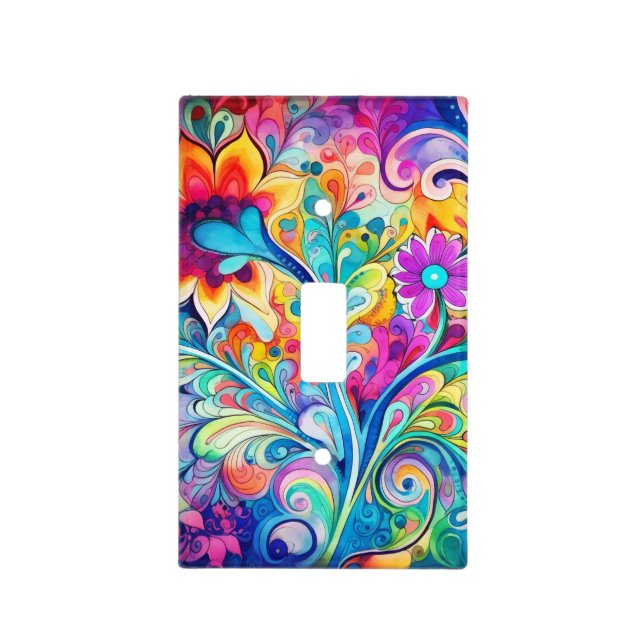70s 60s Psychedelic Hippy Retro Hip Light Switch Cover (Front)