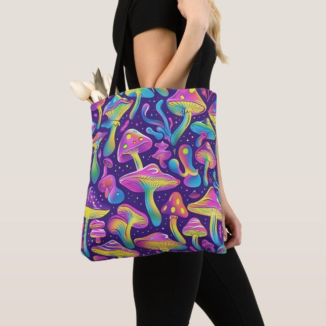 70s 60s Psychedelic Hippy Retro Hip Tote Bag (Close Up)