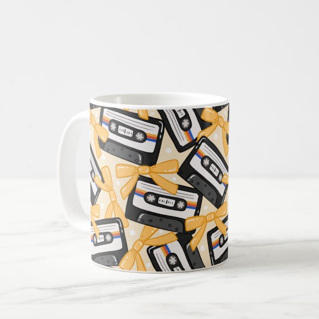 70s 80s 90s Retro Cassette Tape Music Coffee Mug (Front Left)