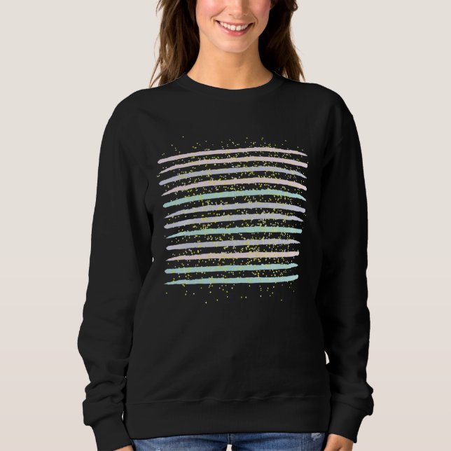 70's & 80's Rainbow Pastel Watercolor Striped Retr Sweatshirt (Front)