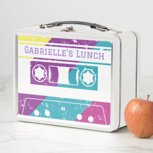 70s 80s Retro Cassette Tape Colorful Metal Lunch Box